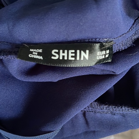 Shein Ruffle Hem Knotted Backless Cami Dress | Blue | Size Medium - Picture 9 of 11